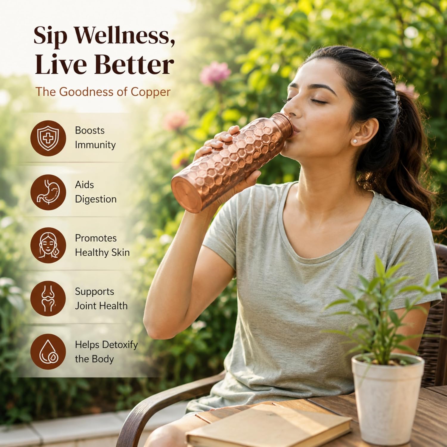 مجموعة من 3 زجاجات ماء نحاسية  - مراجعة Ayurvedic & Herbal Wellness Kits وسعره