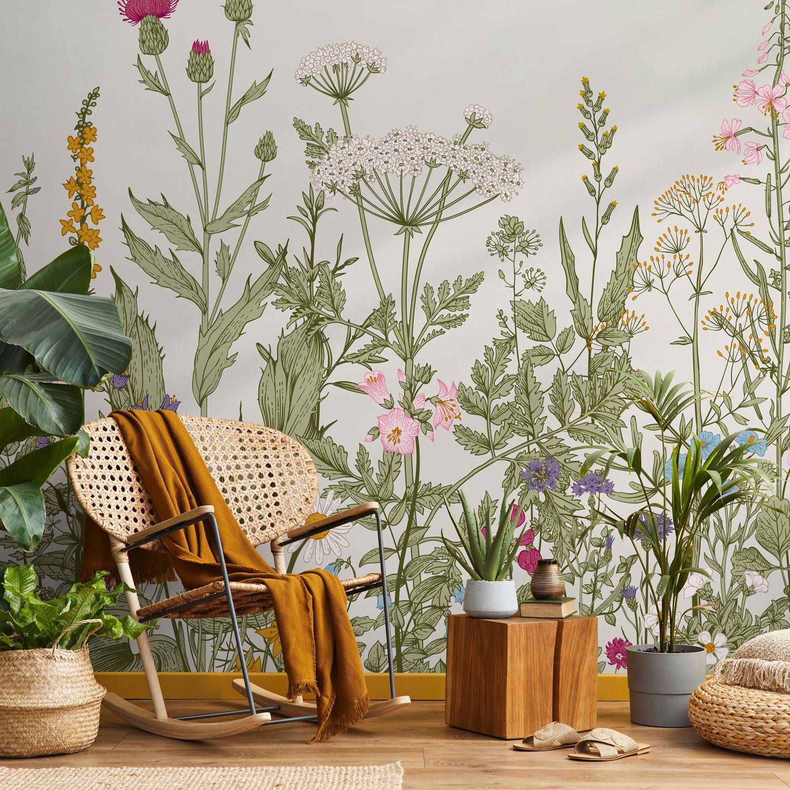 ورق حائط نباتي مزين بالزهور، ج - مراجعة Herbal Wallpaper وسعره