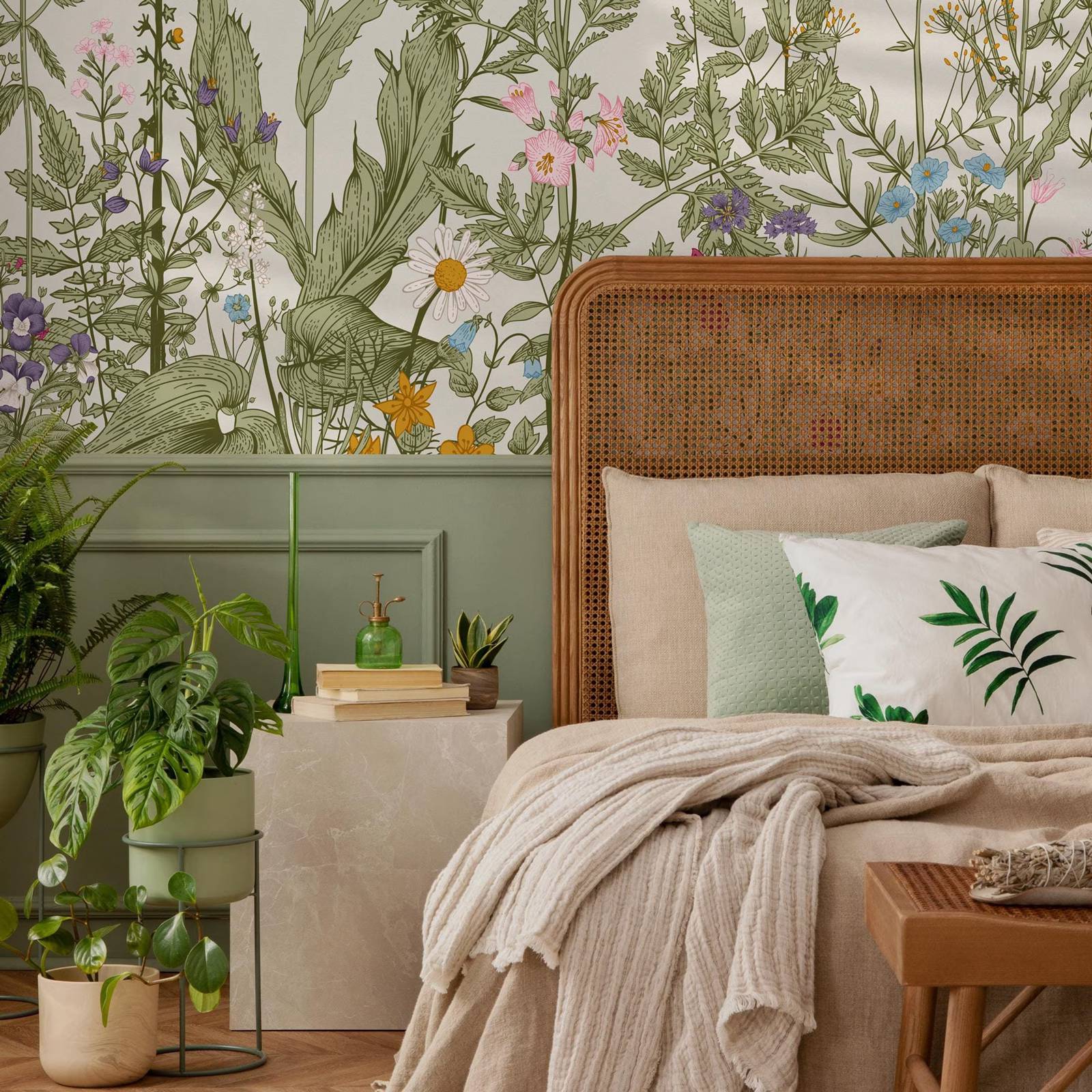 ورق حائط نباتي مزين بالزهور، ج - مراجعة Herbal Wallpaper وسعره