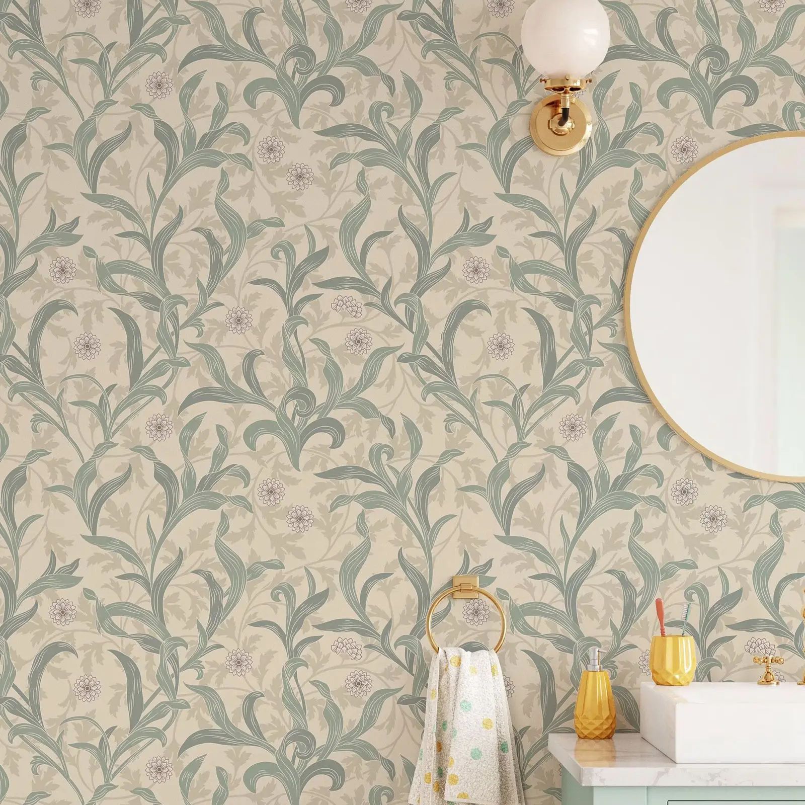 ورق جدران عتيق على شكل أوراق ز - مراجعة Herbal Wallpaper وسعره