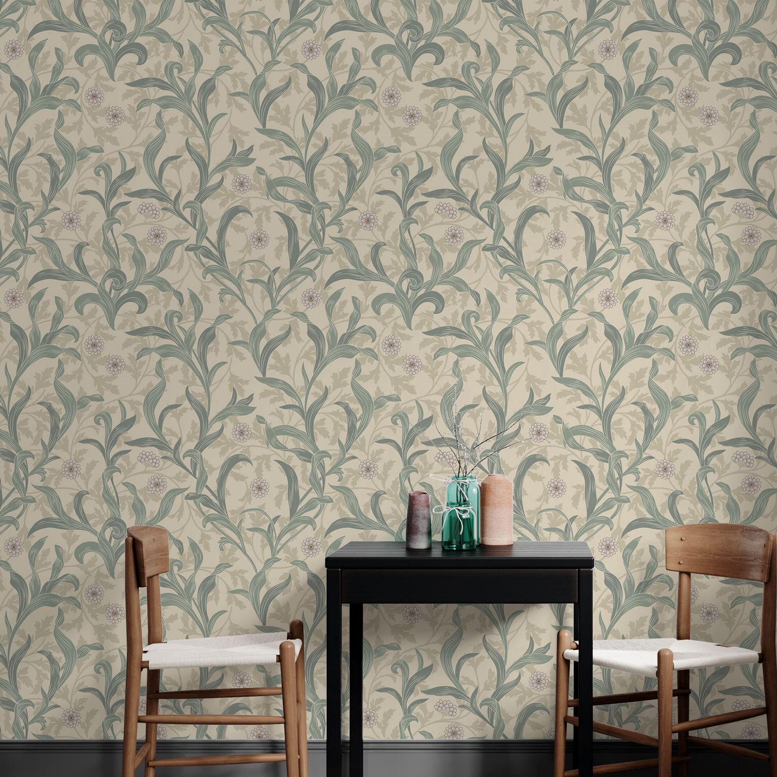ورق جدران عتيق على شكل أوراق ز - مراجعة Herbal Wallpaper وسعره