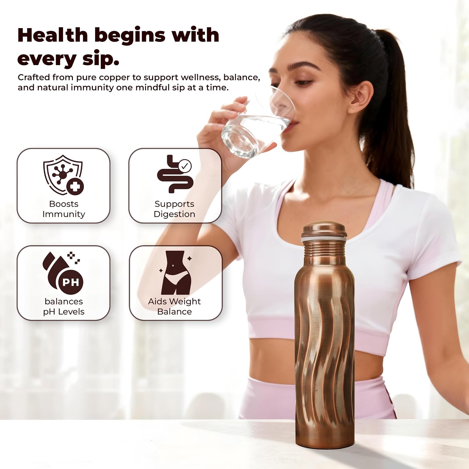 زجاجات ماء نحاسية عتيقة سعة 10 - مراجعة Ayurvedic & Herbal Wellness Kits وسعره