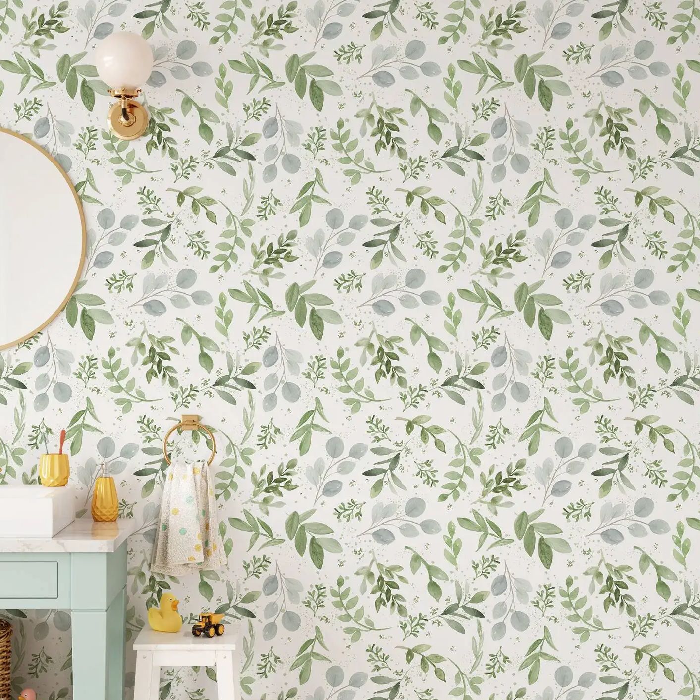ورق جدران على شكل أوراق خضراء  - مراجعة Herbal Wallpaper وسعره
